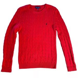 Ralph Lauren Crew Neck Cable Knit Sweater Women’s LG Large Red - Great Condition